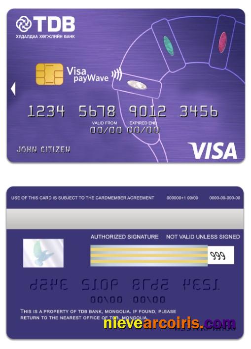 Mongolia TDB Bank visa payWave card